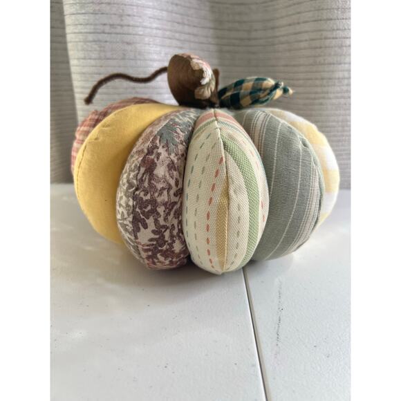 3 Fabric Handmade Fall Pumpkins 8x6 inch new condition Fall Winter Table Decore - Picture 11 of 11